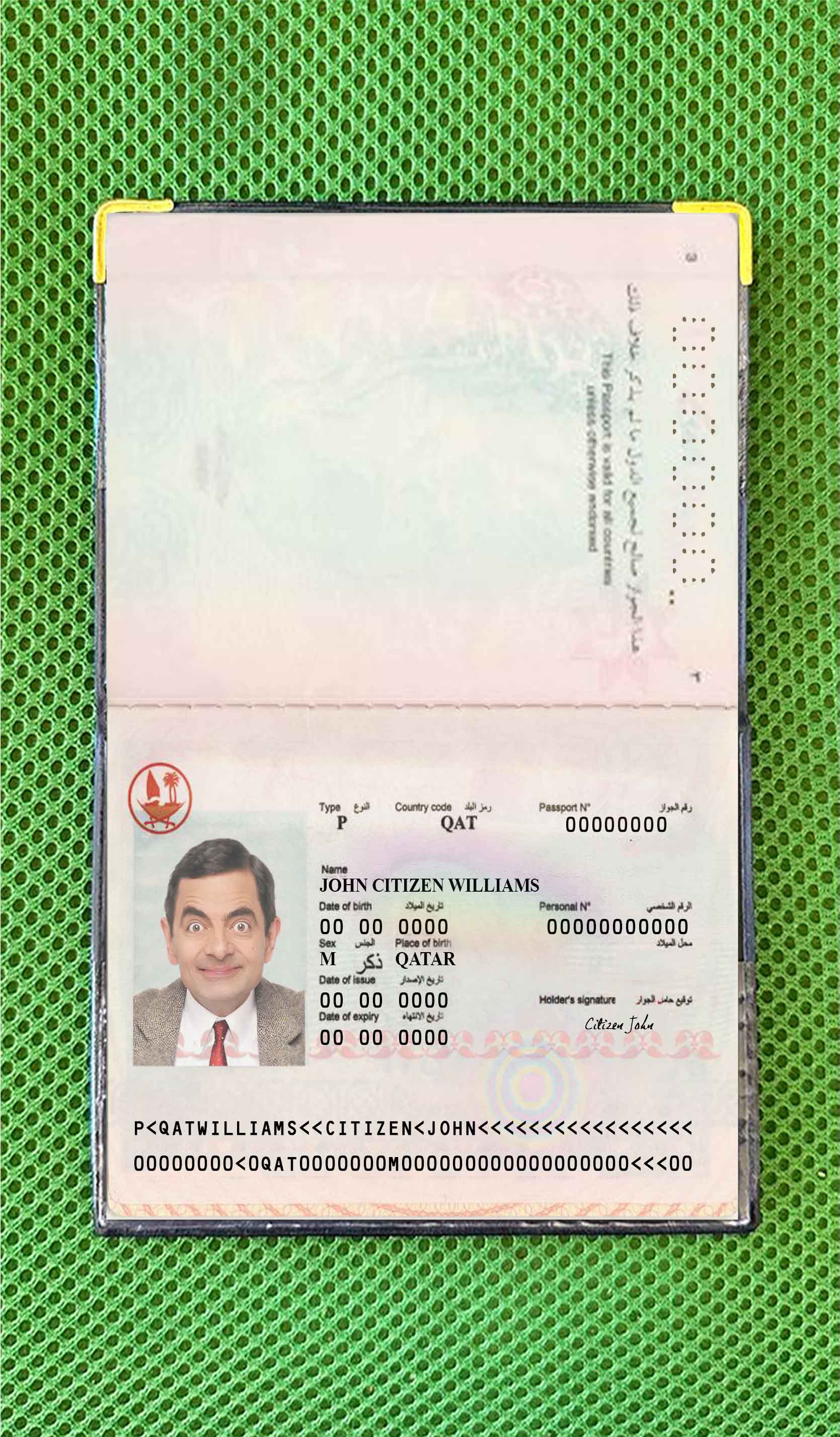 Qatar passport photo look PSD template